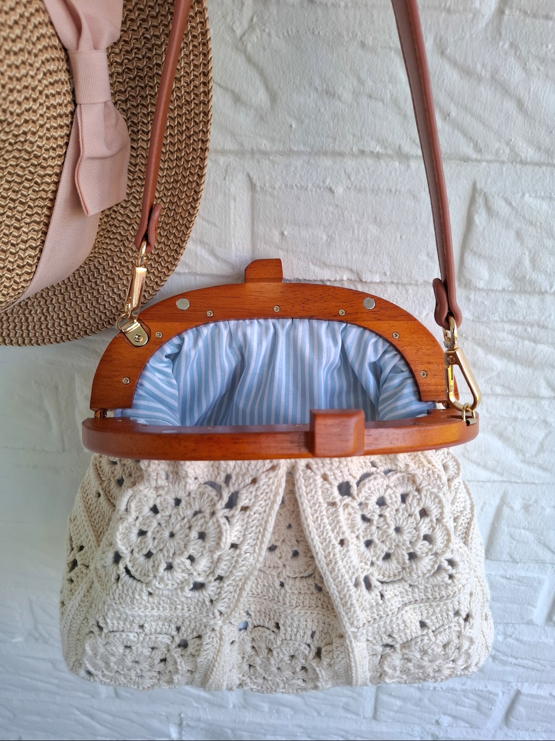 White Flowers Handbag - Billede 5