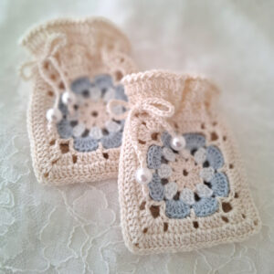 2 stk. Hæklet Light Blue/Blue duftposer