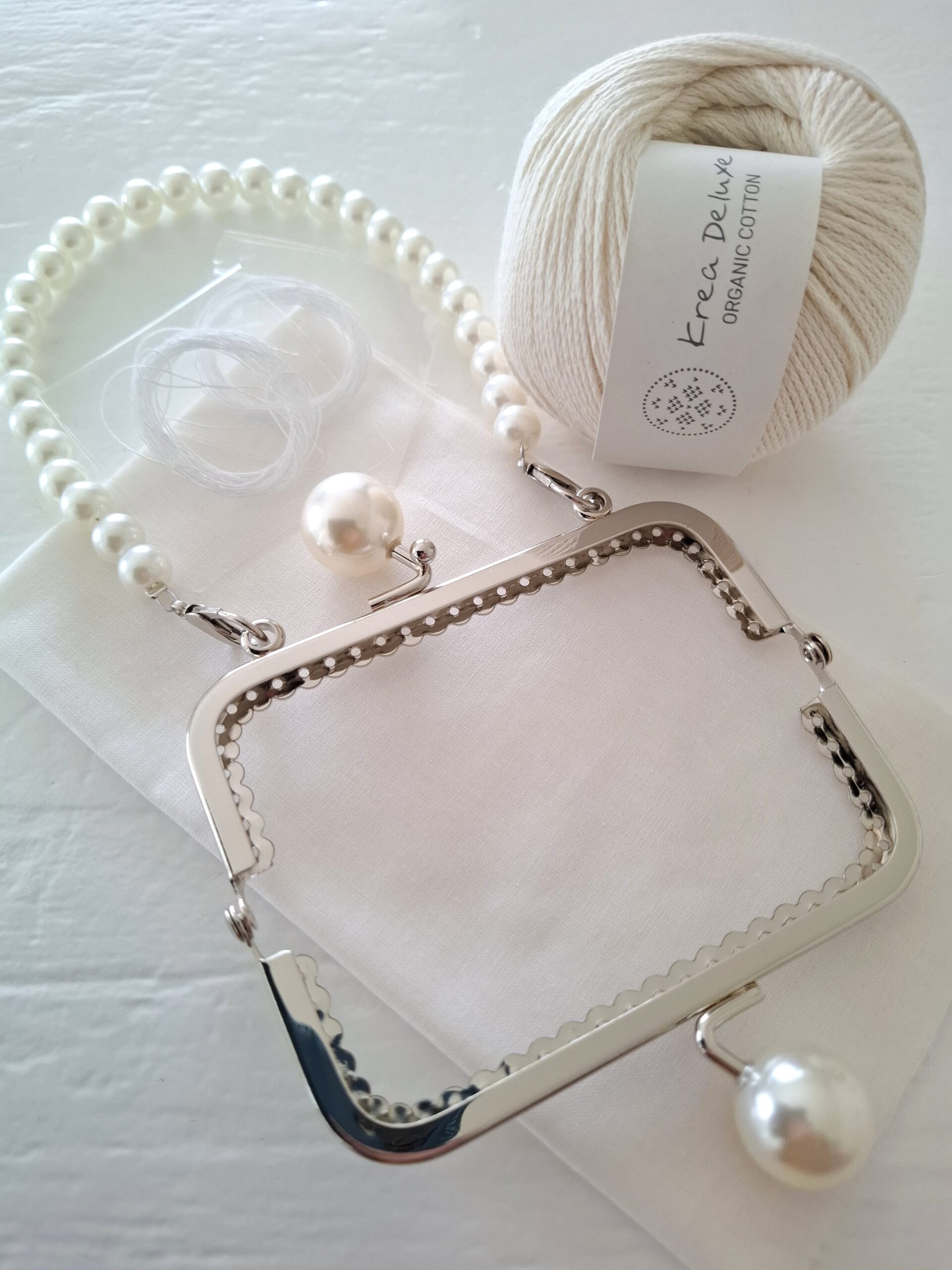 Tilbehørsæt med garn til Bag/Clutch, Naturhvid - Billede 2