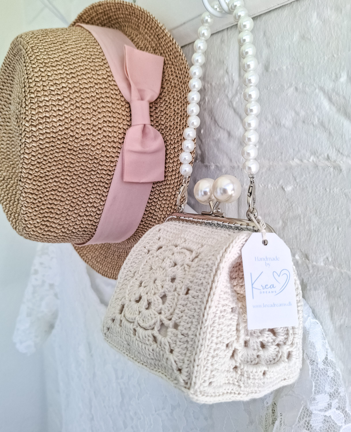 Hæklet White Bag/Clutch