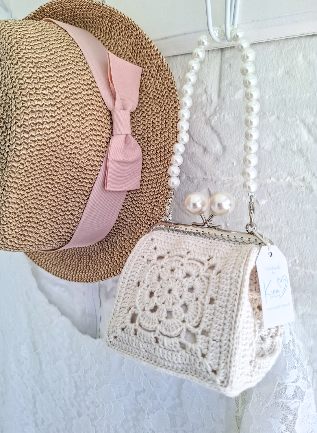 Hæklet White Bag/Clutch - Billede 2