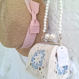 Hæklet Blue Flowers Bag/Clutch