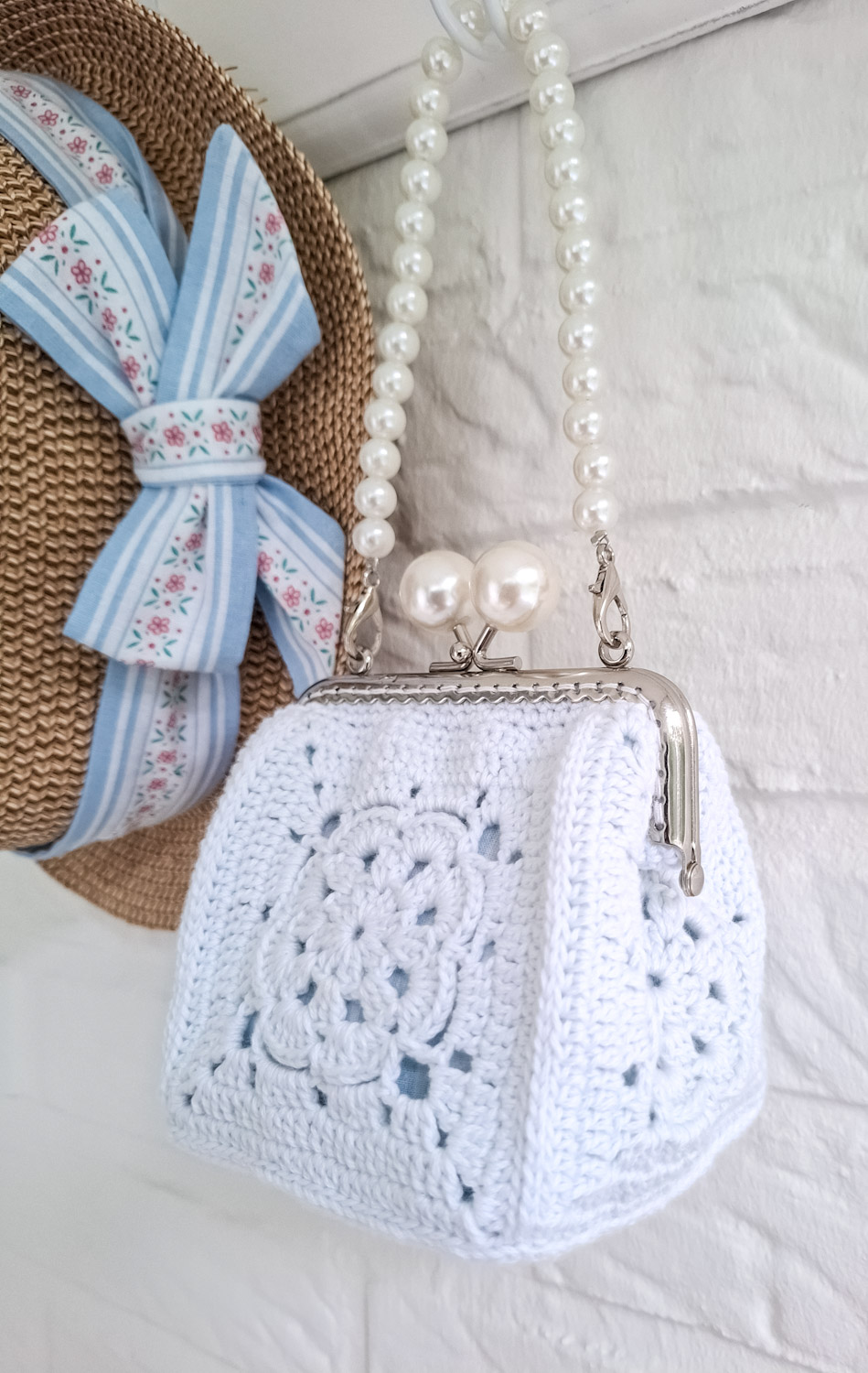 Hæklet Light Blue Bag/Clutch - Billede 3