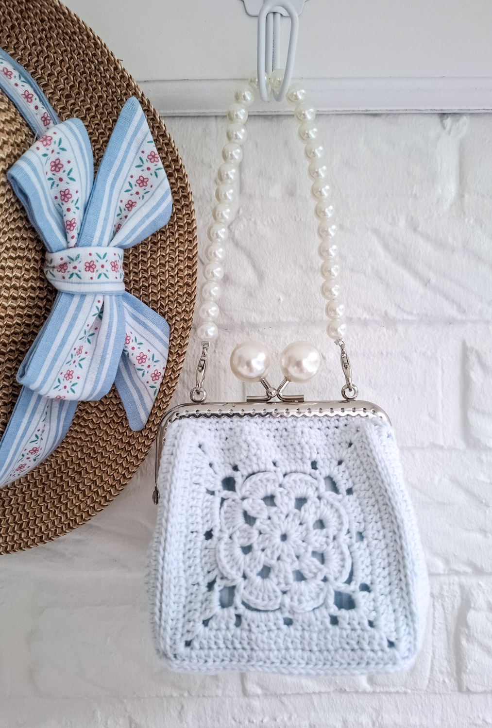 Hæklet Light Blue Bag/Clutch - Billede 2