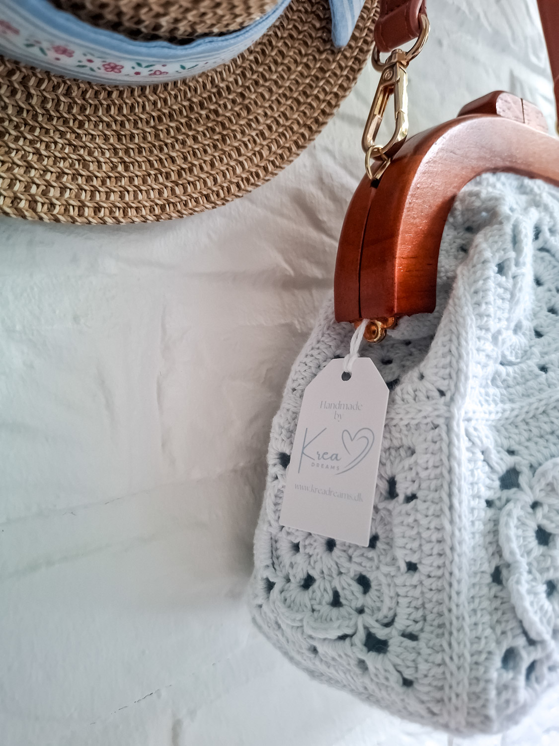 Hæklet Light Blue Handbag - Billede 2