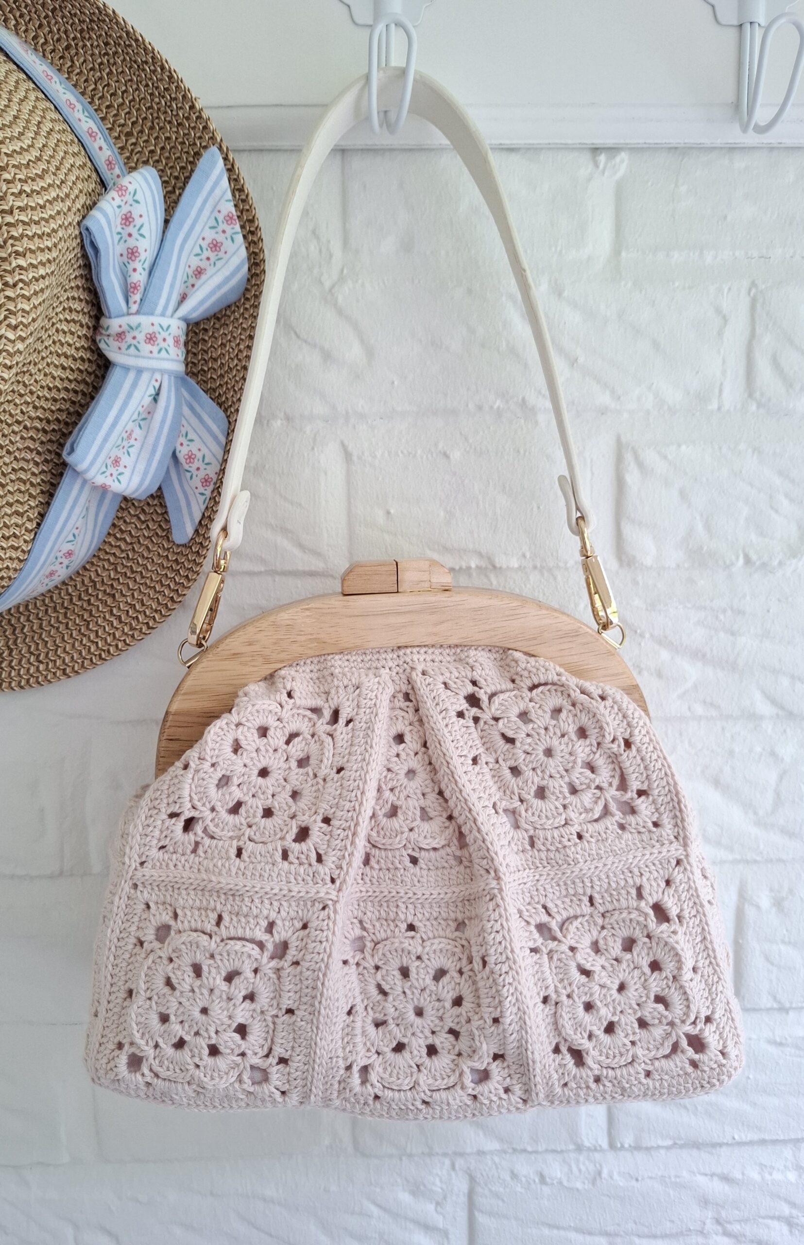Hæklet Light Rosa Handbag