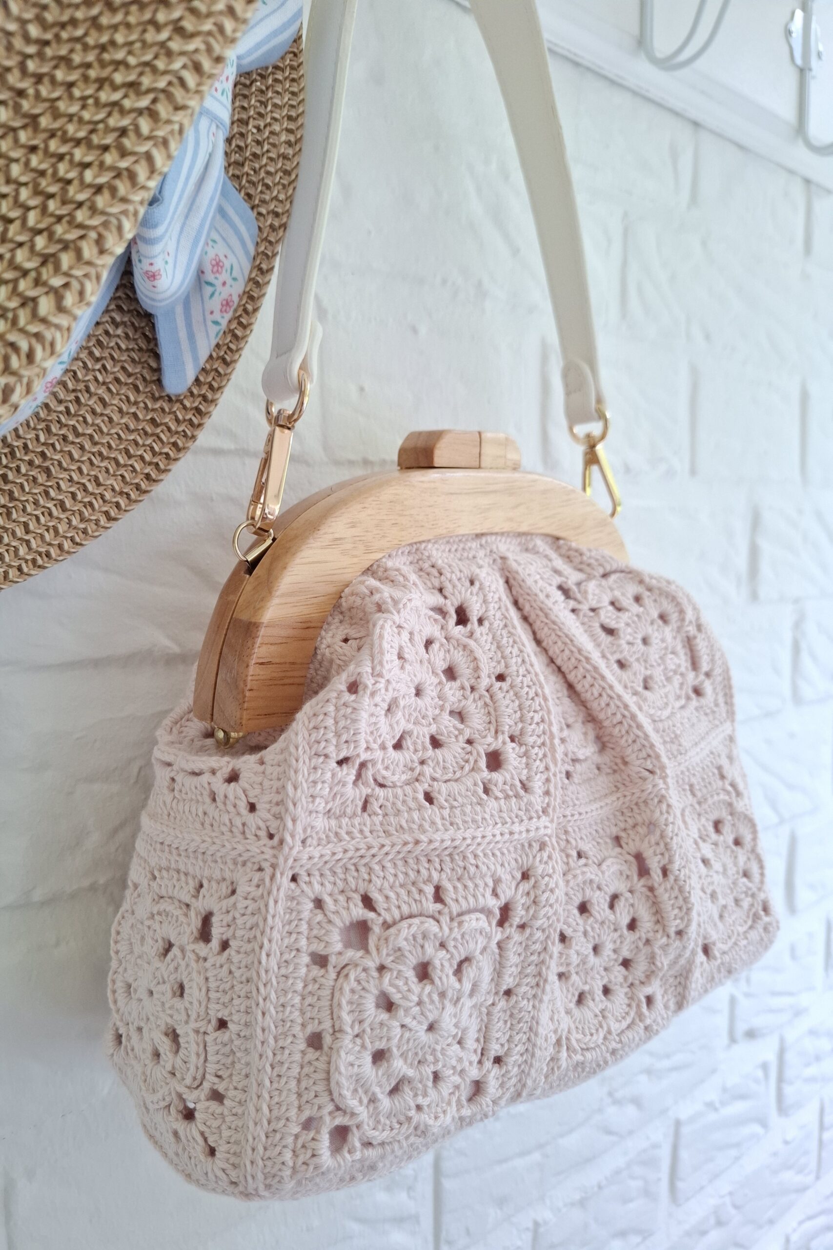 Hæklet Light Rosa Handbag - Billede 3