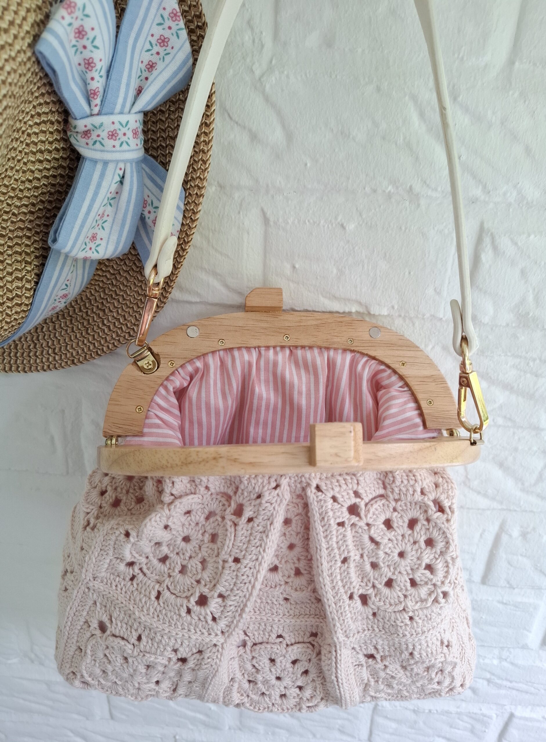 Hæklet Light Rosa Handbag - Billede 4