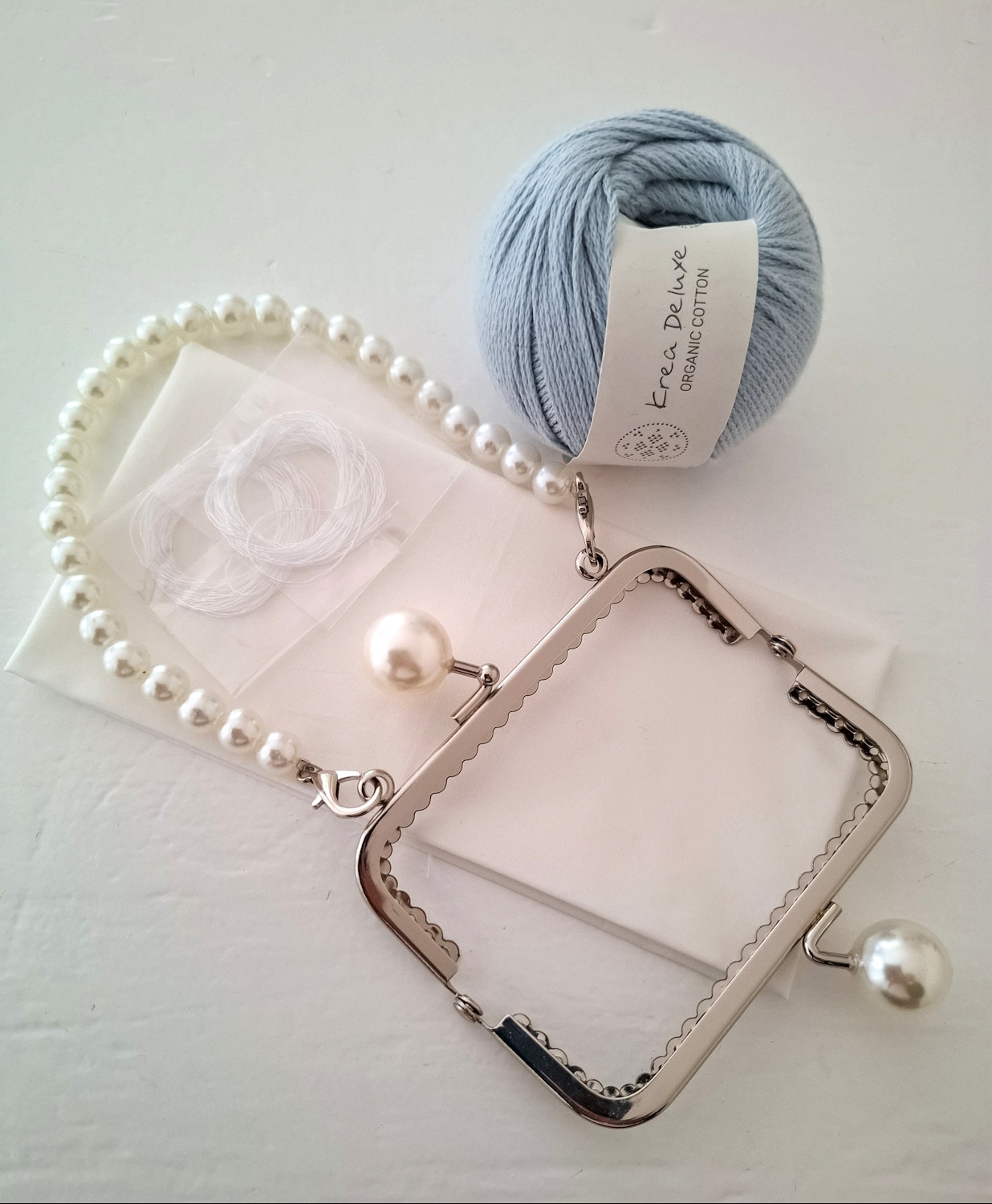 Tilbehørsæt med garn til Bag/Clutch, Blue - Billede 2
