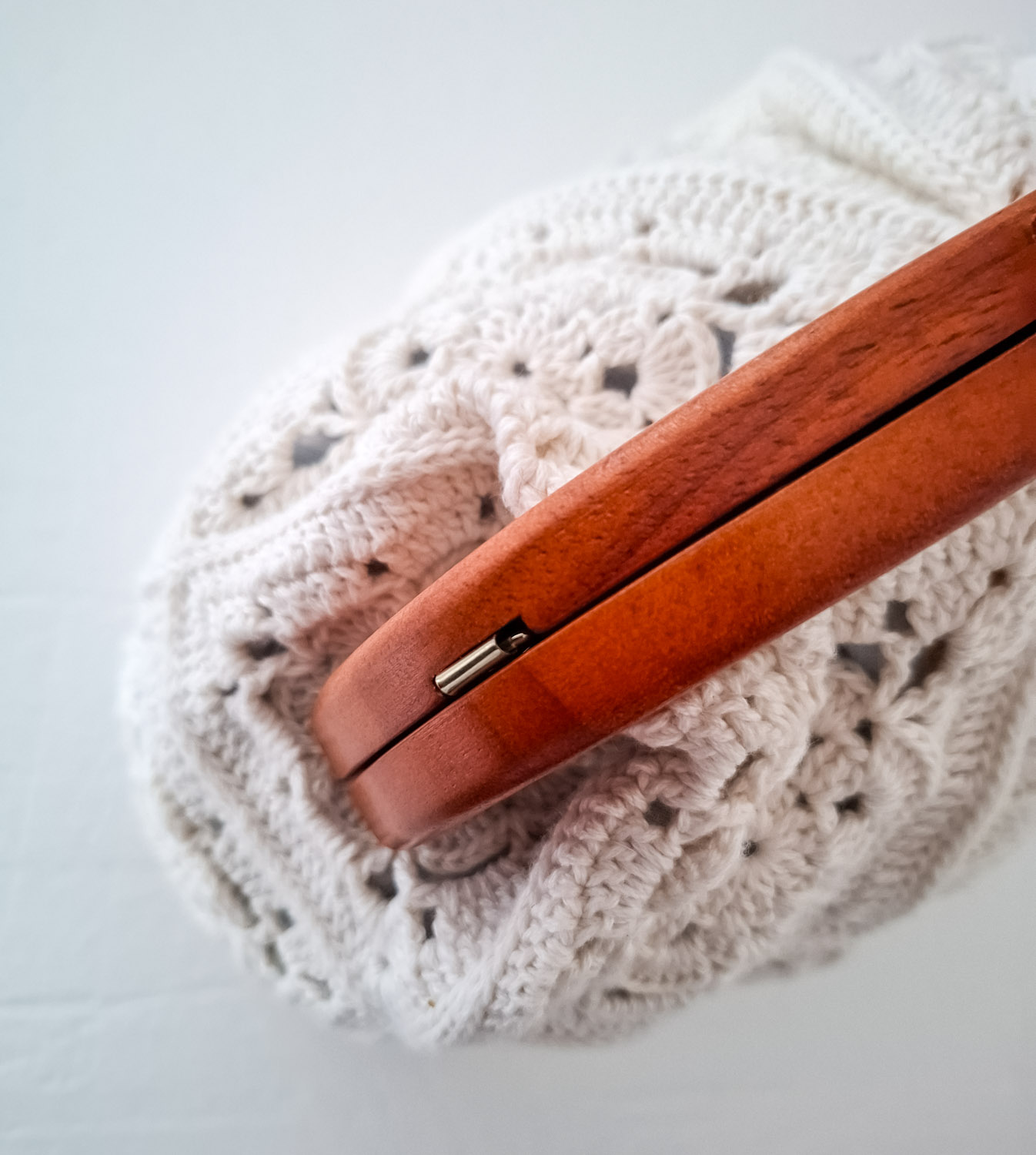 Hæklet White Handbag - Billede 5