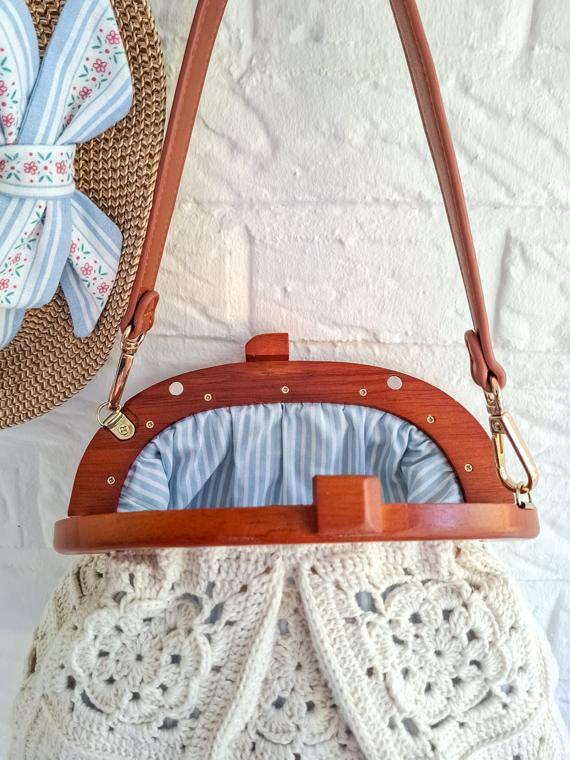 Hæklet White Handbag - Billede 4
