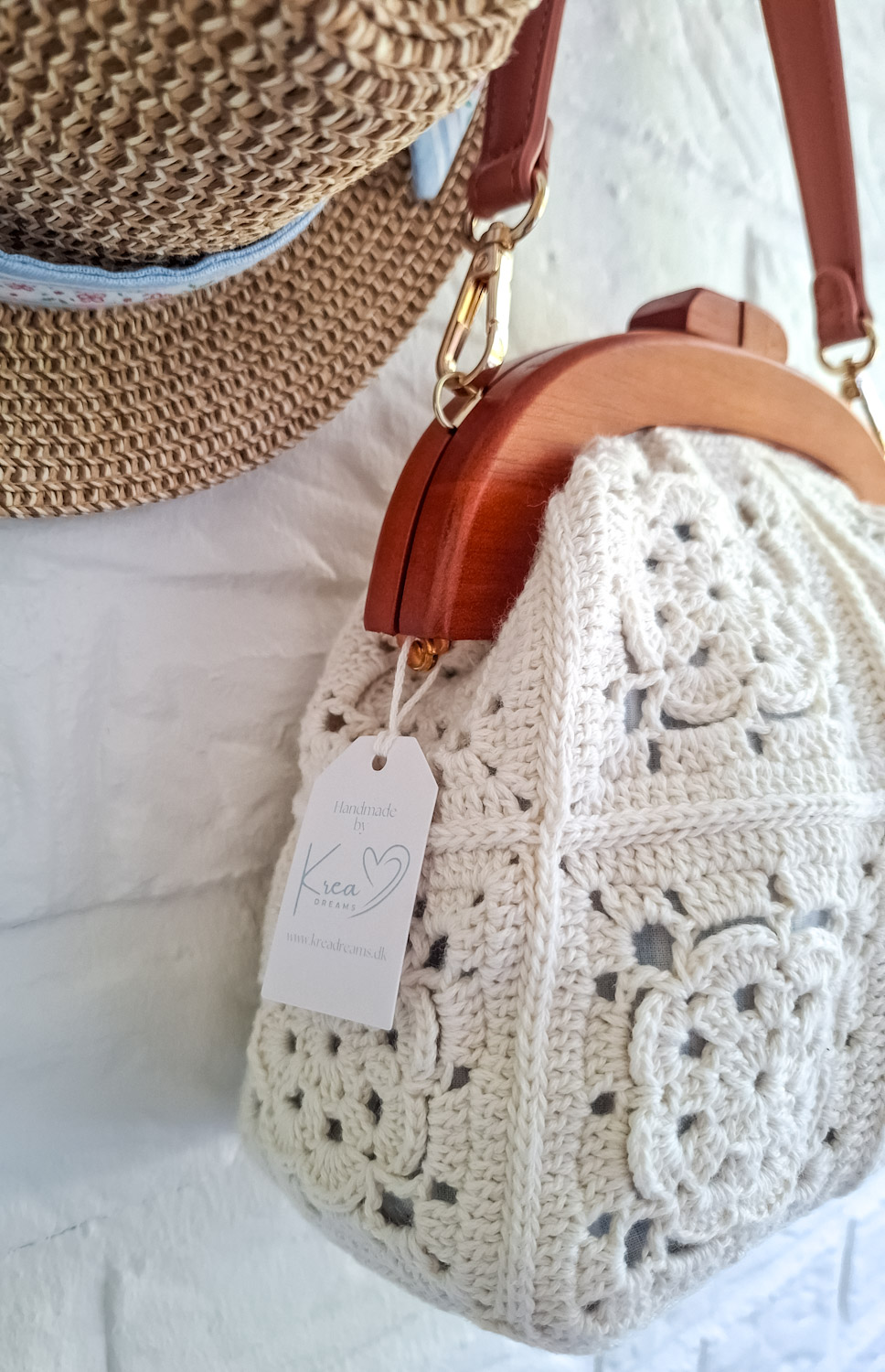 Hæklet White Handbag - Billede 2